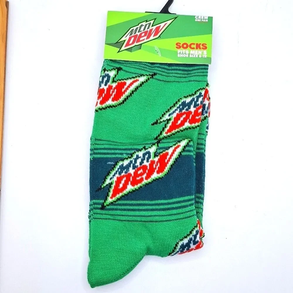 Mountain Dew crew socks soda novelty graphic accessory